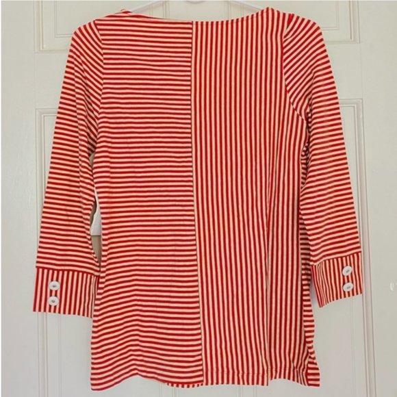 Totally NEW Leifsdottir red and beige striped shirt, Size M - Picture 4 of 7